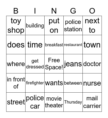 Winter Camp Level 2 Bingo Card