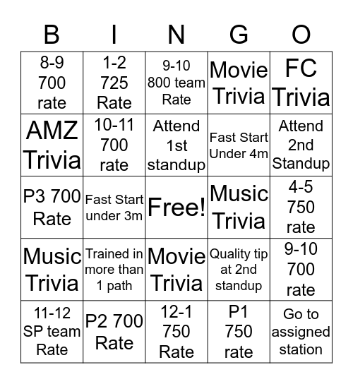 SmartPac Singlo  Bingo Card