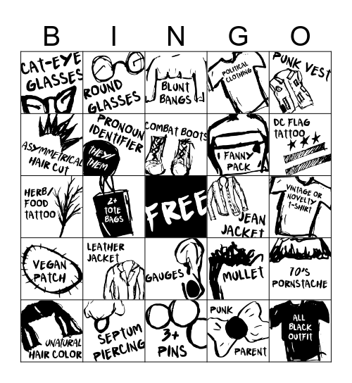 Punk Rock Bingo Card