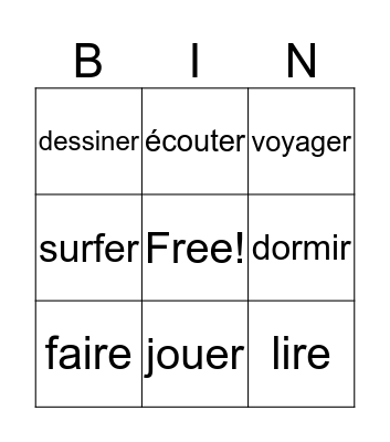 Vocabulary Bingo Card