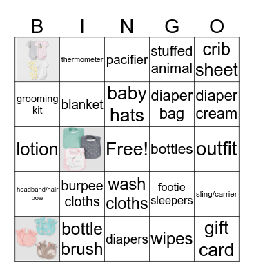 Baby Shower Bingo Card