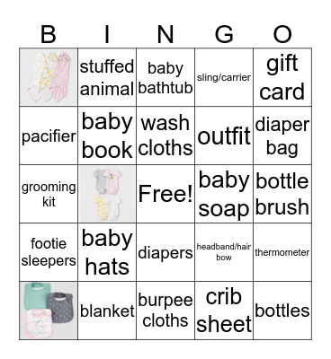 Baby Shower Bingo Card