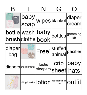 Baby Shower Bingo Card