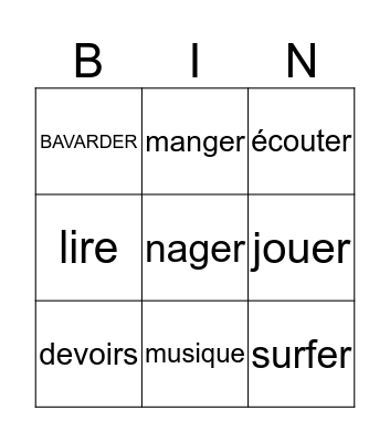 Vocabulary Bingo Card