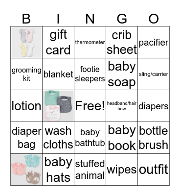 Baby Shower Bingo Card