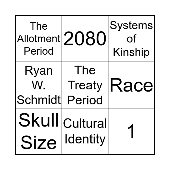 Blood Quantum Bingo Card