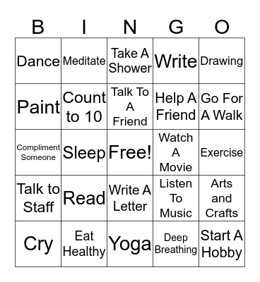 Self Care Bingo Card