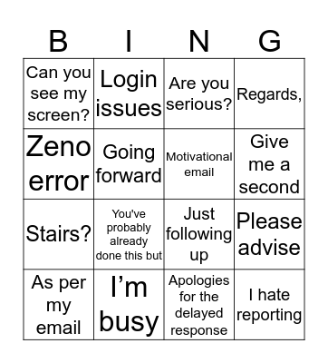 Orbit Sales Team Bingo Card