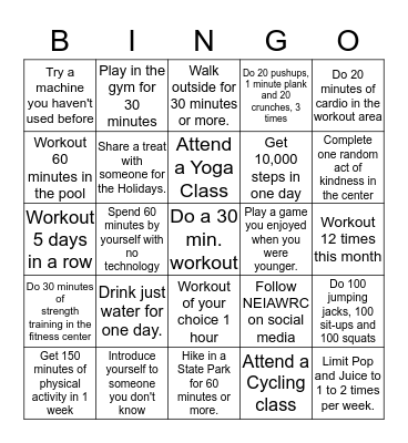 NEIAWRC Bingo Card