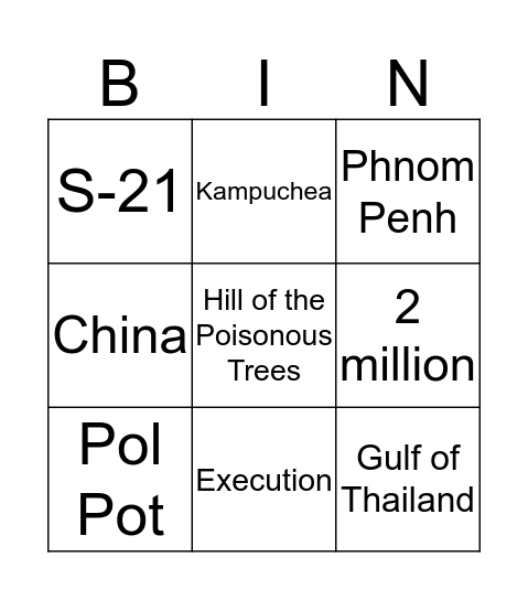 Khmer Rouges Bingo Card