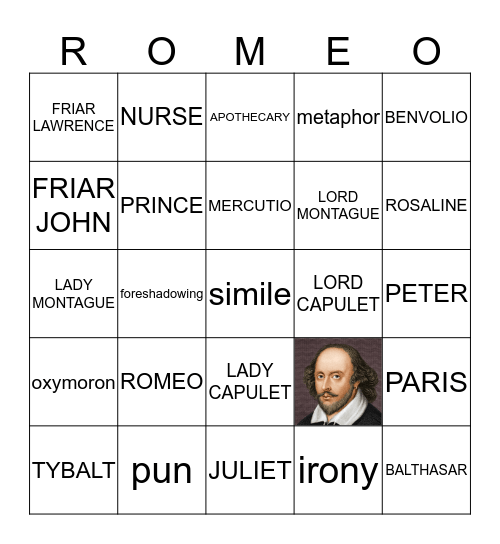 Romeo & Juliet BINGO! Bingo Card