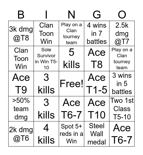 Blitzer Bingo Card