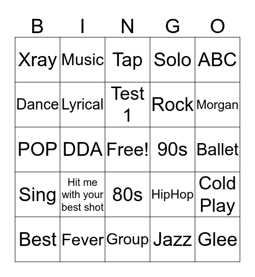 Music Bingo Card