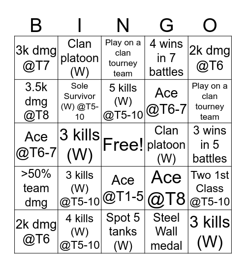 Blitzer Bingo Card