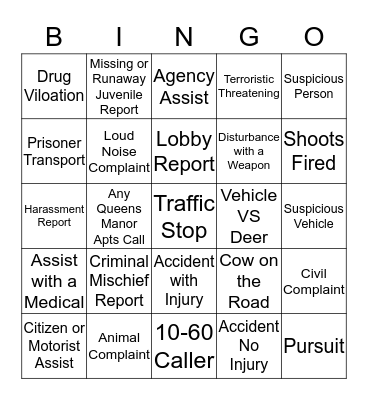 Dispatch Bingo Card