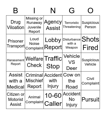 Dispatch Bingo Card