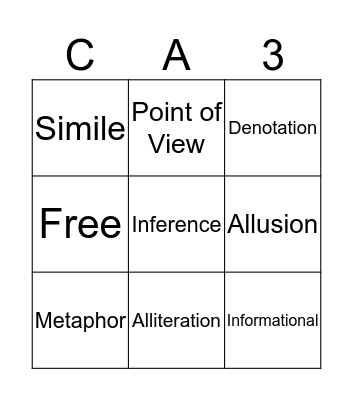 CA Review Bingo Card