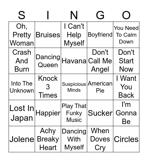 Then & Now Bingo Card