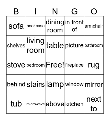 Inside Our House Bingo Card