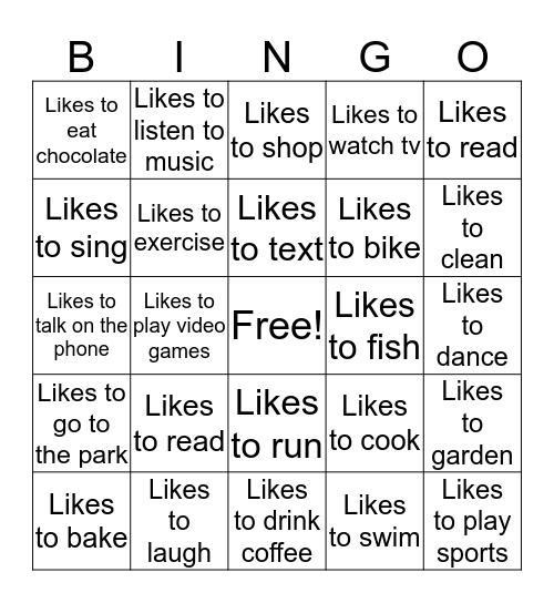 People Bingo Card