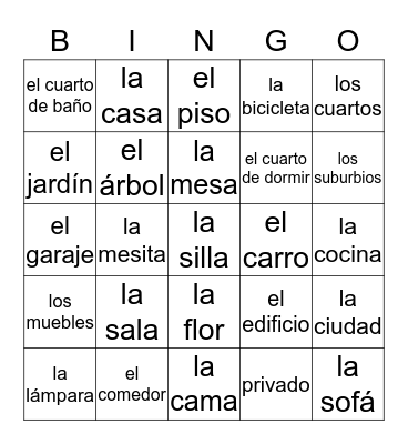 Alrededor de la Casa Bingo Card