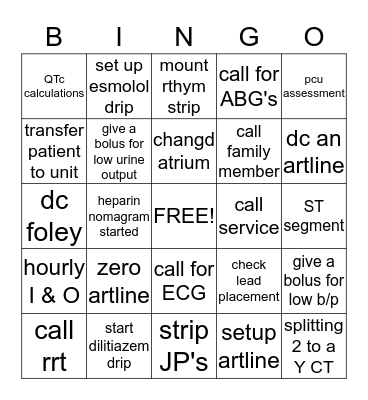 PCU STATUS Bingo Card