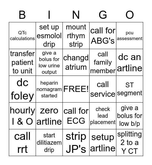 PCU STATUS Bingo Card