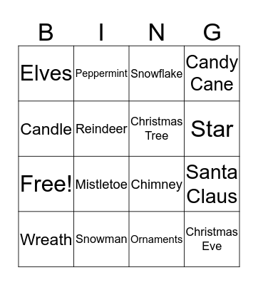 Christmas Bingo Card