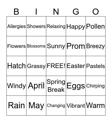 Spring Bingo Card