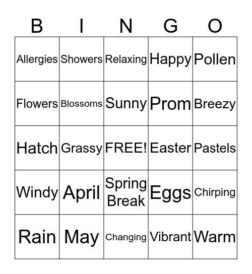 Spring Bingo Card