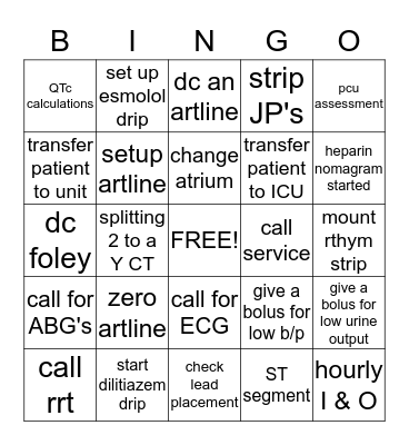 PCU STATUS Bingo Card