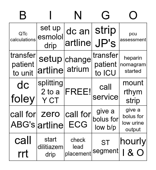 PCU STATUS Bingo Card