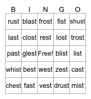 -st Bingo Card