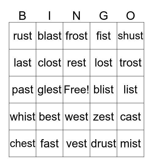-st Bingo Card