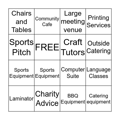 Sharing Your Community Space Bingo Card