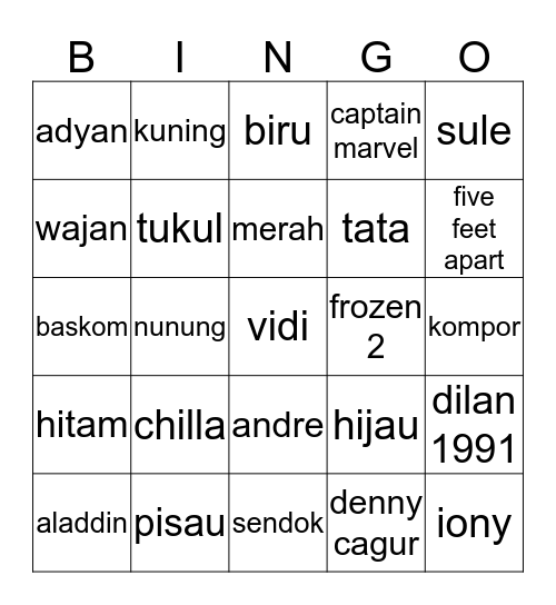 Untitled Bingo Card