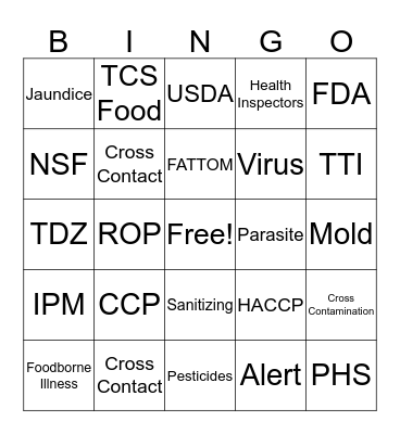 ServSafe Bingo Card