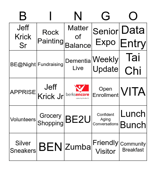 BERKS ENCORE BINGO Card