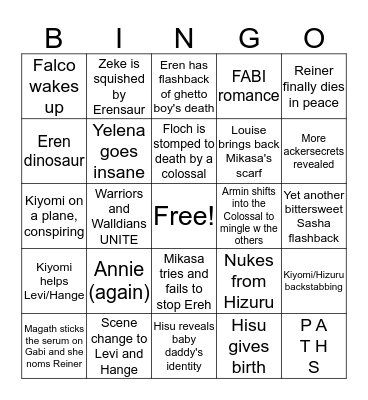 SNK 124 Bingo Card