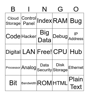 Computer Science Vocab Bingo Card