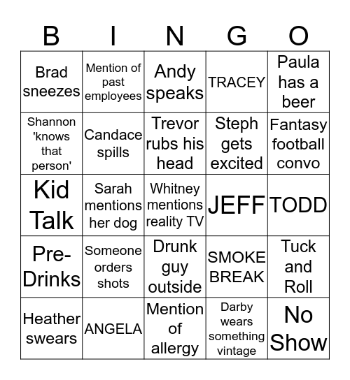 Staff Bingo Card