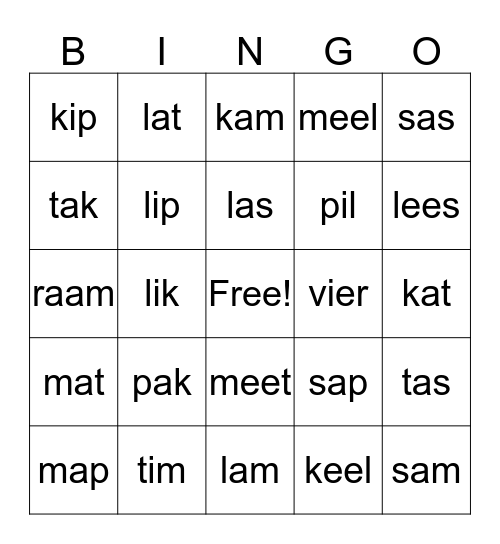 T1 tem lees Bingo Card