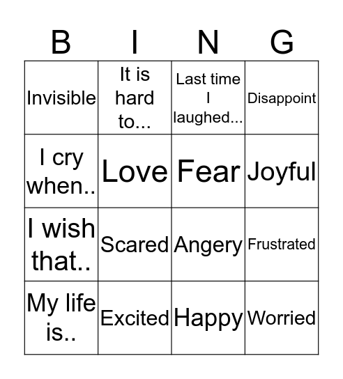 Who Am I Bingo Card