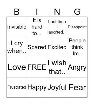 Who Am I Bingo Card