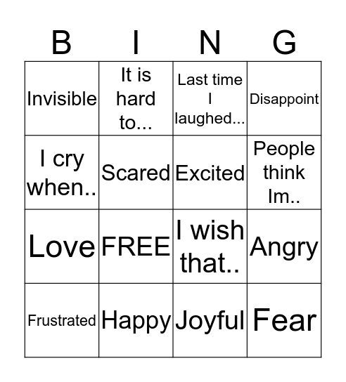 Who Am I Bingo Card
