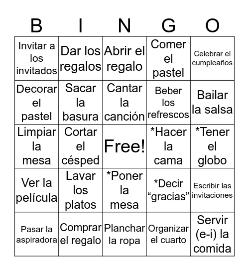 La lotería Bingo Card