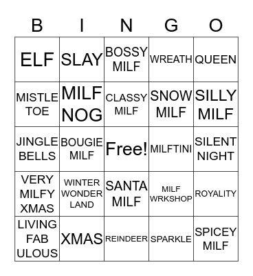 A VERY MILFY CHRISTMAS Bingo Card