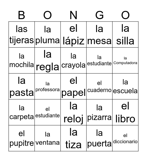 Bongo Bingo Card