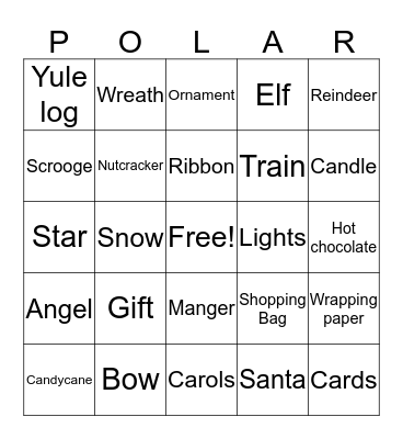Polar Express Bingo  Bingo Card