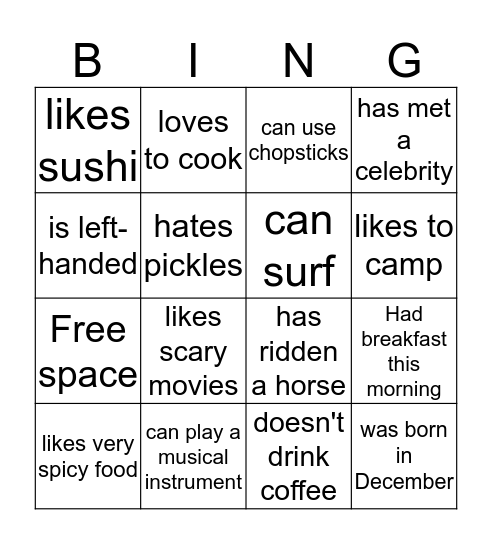 Find Someone Who... Bingo Card